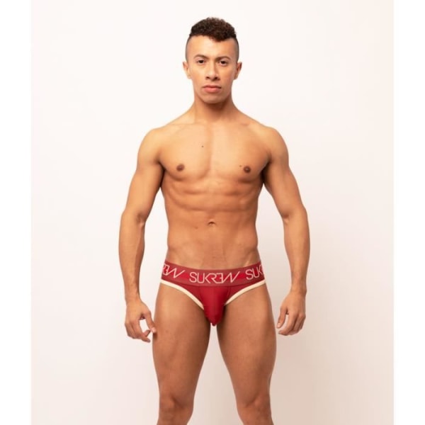 Sukrew - Underkläder för män - Strumpor för män - V-trosa Burgundy/Cream - Röd - 1 x - jag