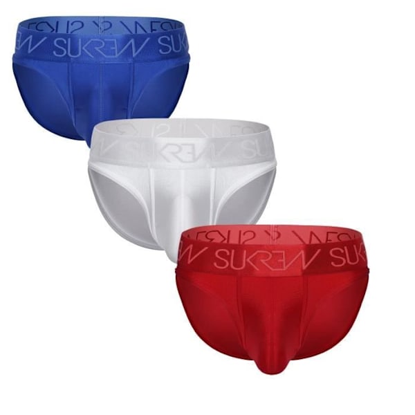 Sukrew - Klassisk undertøj til mænd 1 x Sapphire + 1 x White Shimmer + 1 x Liberty Red - Str. S Flerfärgad XXL