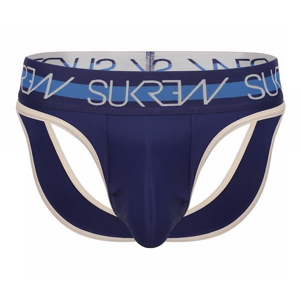 Sukrew - Underkläder för män - Strumpor för män - V-trosa Marinblå/kräm - Marinblå - 1 x Marin jag
