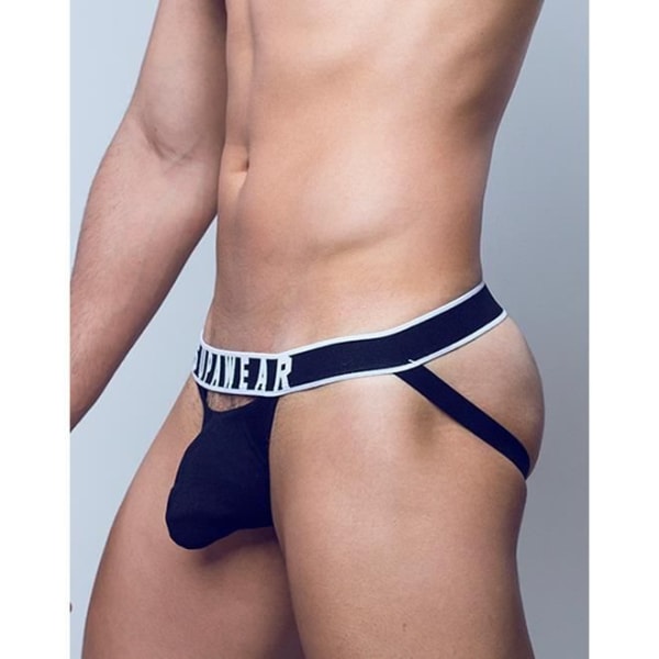 Supawear - Undertøj til mænd - Jockstrap til mænd - Ribbet Slashed Jockstrap Sort - Sort - 1 x Svart jag