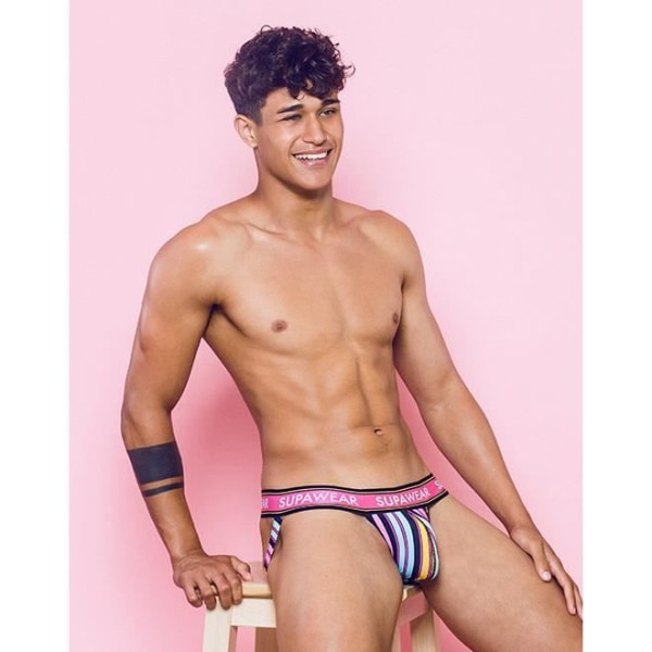 Supawear - Miesten alusvaatteet - Miesten Jockstrap - Sprint Jockstrap Stripes - Vaaleanpunainen - 1 x Rosa XL