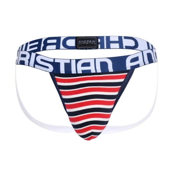 Jockstrap för män - ANDREW CHRISTIAN - Avalon Stripe Jock med nästan naken - Marinblå Marin XL