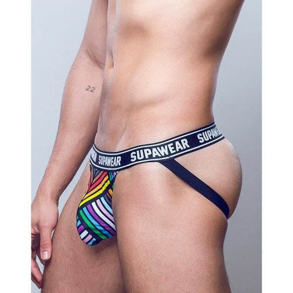 Supawear - Herreundertøj - Jockstrap til mænd - POW Jockstrap Rainbow - Sort Svart M