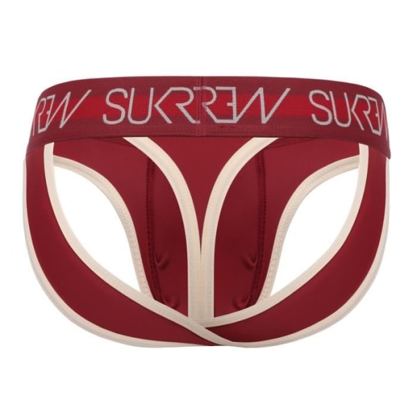 Sukrew - Underkläder för män - Strumpor för män - V-trosa Burgundy/Cream - Röd - 1 x - jag