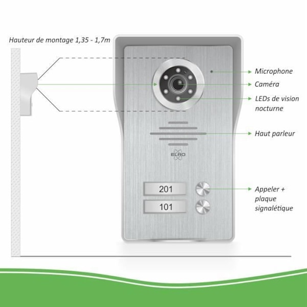 ELRO DV477IP2 WiFi IP Video Intercom för 2 familjer med 2x7 tums färgskärm och Live View Grå