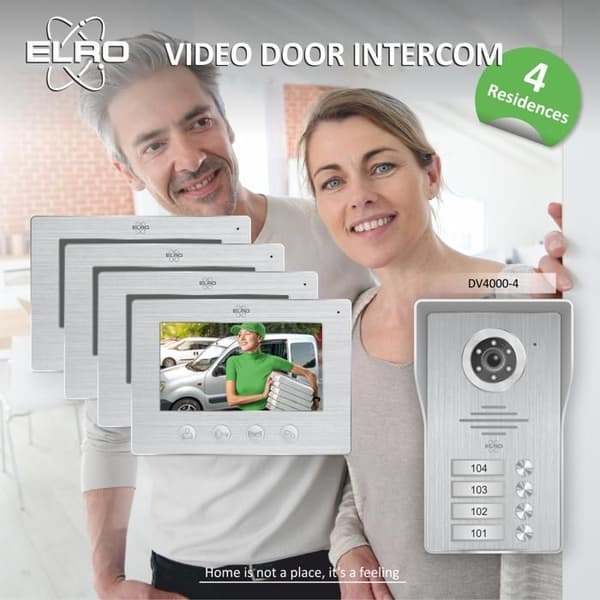Video intercom - ELRO - DV4000-4 - Full HD 1080P kamera - Night vision - 4 lägenheter Grå