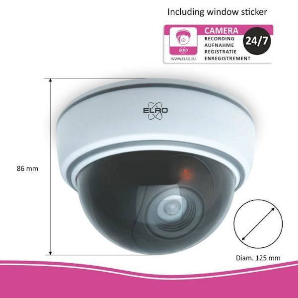 ELRO CDD15F Indoor Dummy Dome Kamera - Blixt - 2 Pack Vit