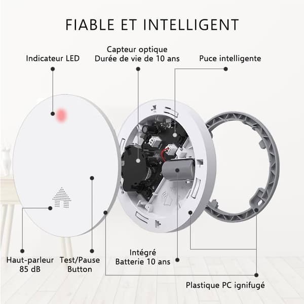Rökdetektor - ELRO - FS4610 - 10-Pack - Fin Design - 10 års batteri - Larm 85 dB Vit