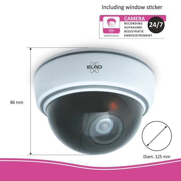 ELRO CDD15F Indoor Dummy Dome Kamera - Blixt - 2 Pack Vit