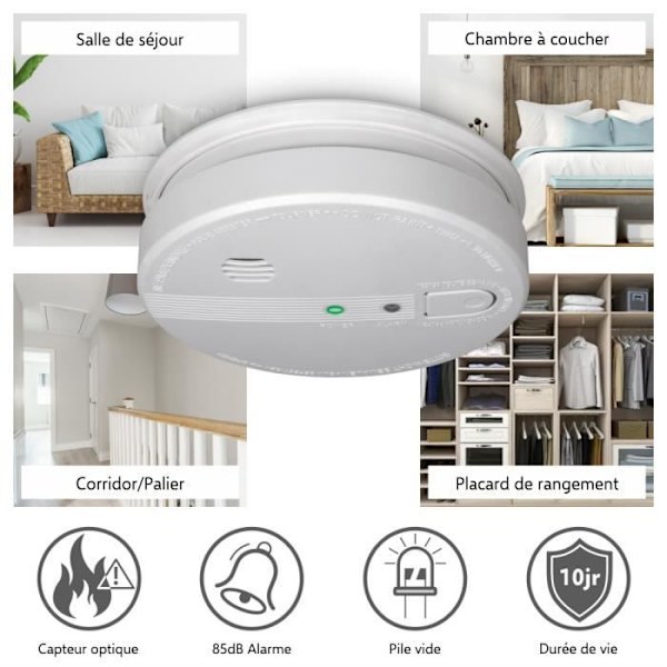 ELRO FS1105P rökdetektor - 230V - 5 års reservbatteri - EN14604 standard Vit