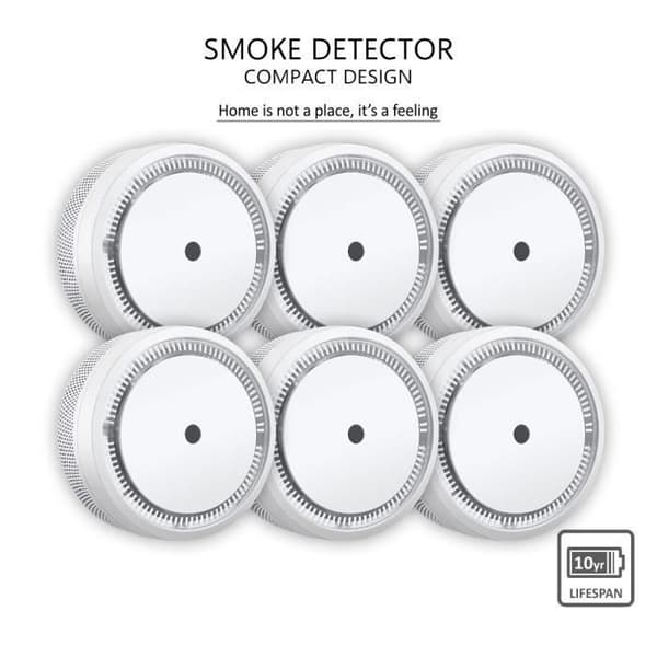 ELRO FS8010 Mini rökdetektor - Kompakt design - 10 års batteri - EN 14604 - 6 delar Vit