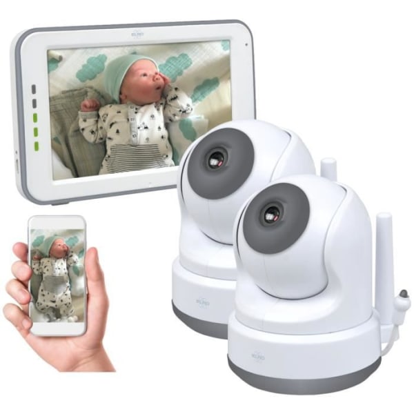 ELRO BC3000-2 Baby Monitor Royale HD Baby Monitor med 12,7 cm pekskärm och app - med extra kamera