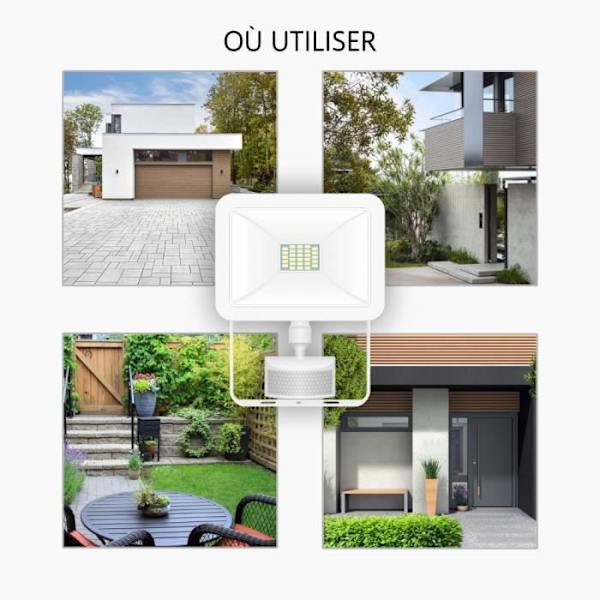 Utomhus LED strålkastare med rörelsedetektor ELRO LF60 - 10W - 800LM - Vattentät IP54 - Vit 6500K briljant ljus