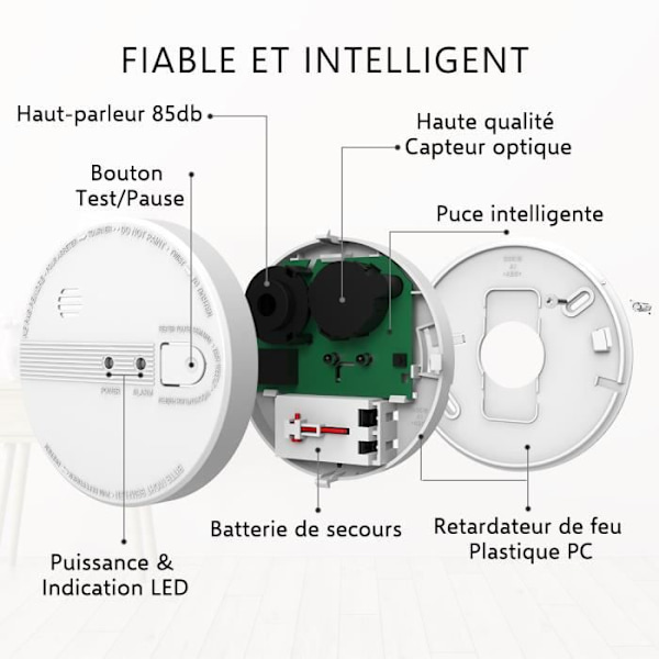 ELRO FS1105P rökdetektor - 230V - Nätanslutning - 5 års nödbatteri - 6 st Vit