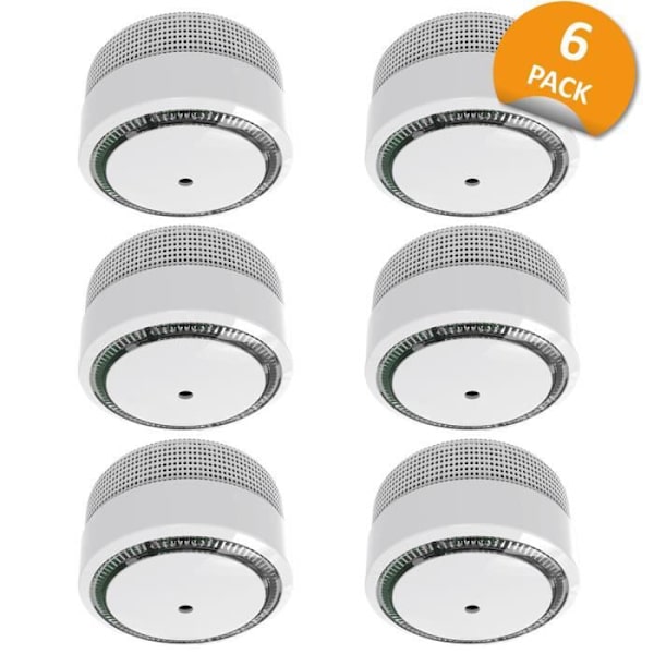 ELRO FS8010 Mini rökdetektor - Kompakt design - 10 års batteri - EN 14604 - 6 delar Vit