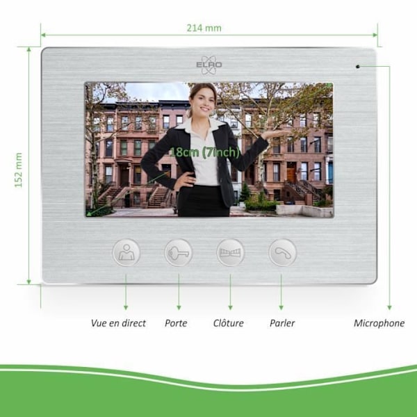 ELRO DV477IP2 WiFi IP Video Intercom för 2 familjer med 2x7 tums färgskärm och Live View Grå
