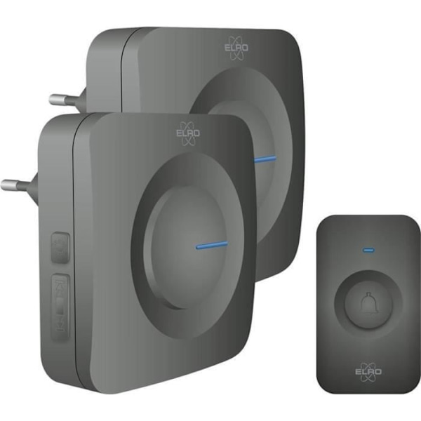 ELRO DB3000 Trådlös dörrklocka - 2x Plug-in-mottagare - 64 melodier - Trådlöst avstånd: 300m - Svart Svart