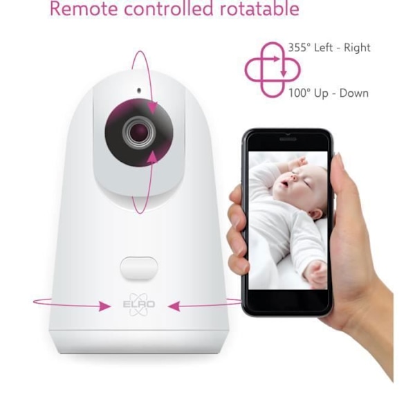 ELRO CC4000 1080P Full HD Pan-Tilt IP-säkerhetskamera - Wifi-säkerhetskamera Vit