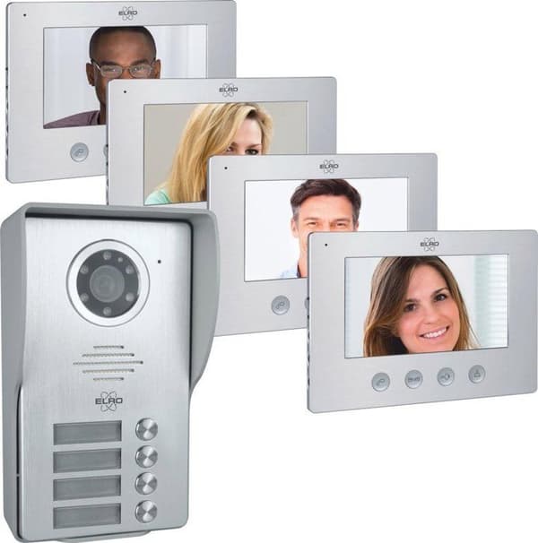 Video intercom - ELRO - DV4000-4 - Full HD 1080P kamera - Night vision - 4 lägenheter Grå