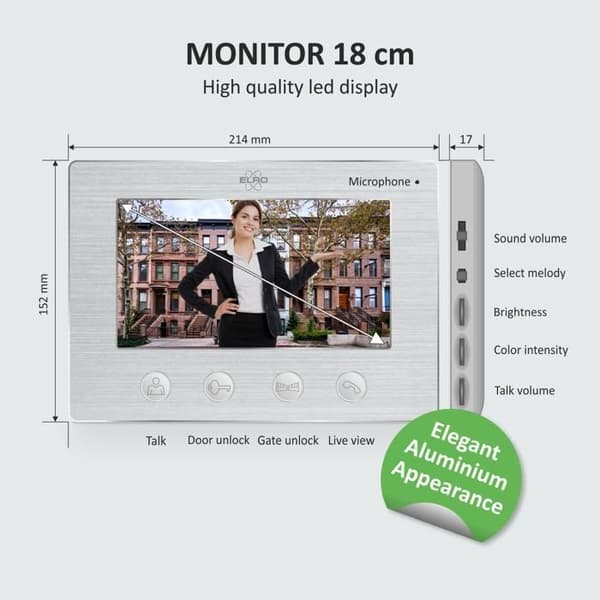 Video intercom - ELRO - DV4000-4 - Full HD 1080P kamera - Night vision - 4 lägenheter Grå