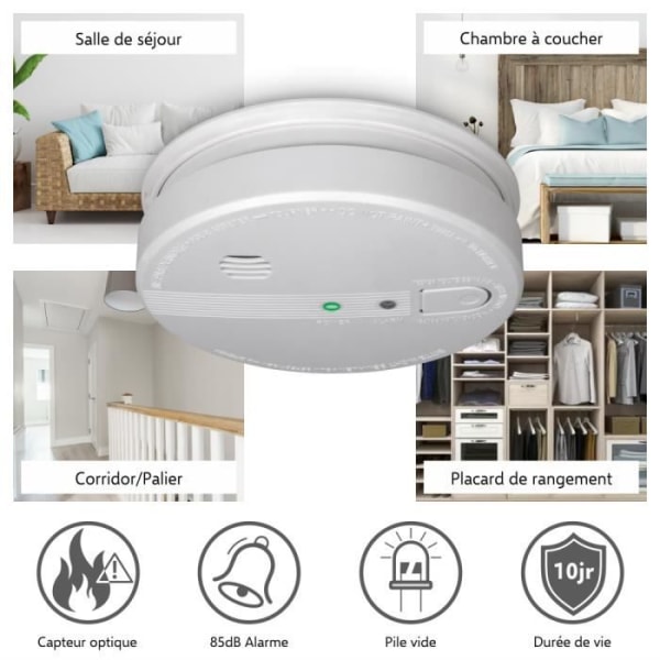 ELRO FS1105P rökdetektor - 230V - Nätanslutning - 5 års nödbatteri - 6 st Vit