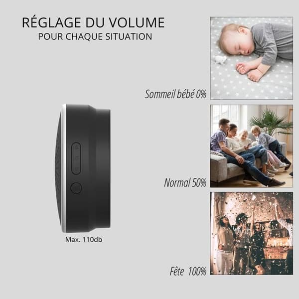 Trådlös dörrklocka - ELRO - DB5000 - Flerfärgad LED - 61 melodier - Räckvidd 300 m Svart