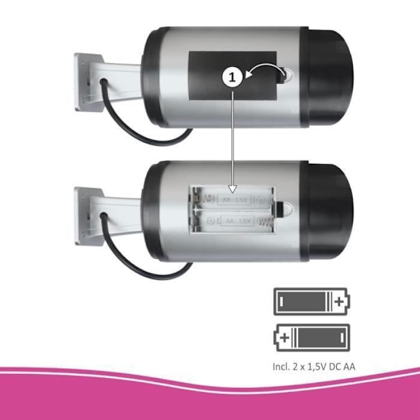 ELRO CDB25S-2 Dummy utomhuskamera med LED-2-paket Grå