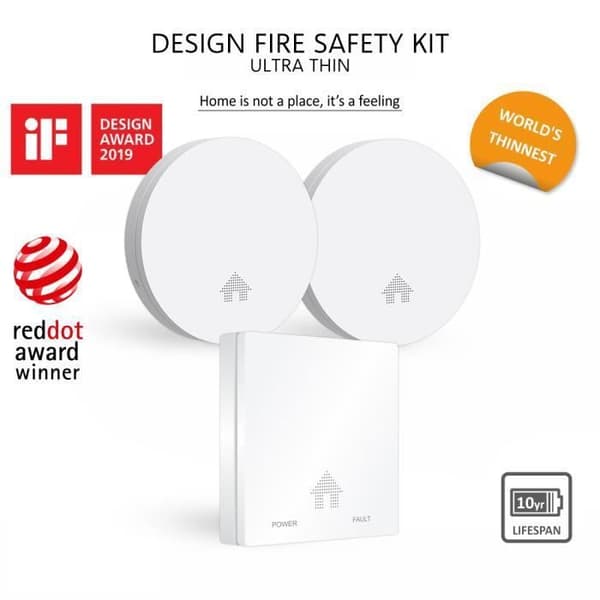 ELRO FF4610 Designer Fire Kit - 2X Slimline rökdetektor & Slimline kolmonoxiddetektor Vit