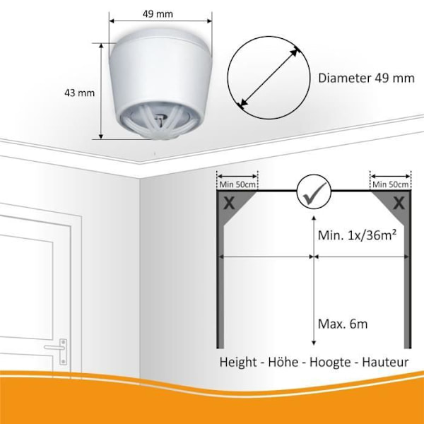 ELRO FH7210 Mini värmedetektor - Köksdetektor - Kompakt design - 10 års batteri Vit