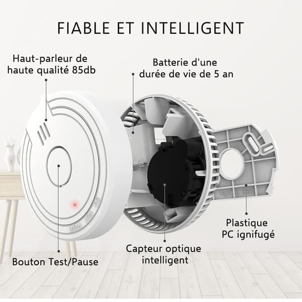 Röklarm - ELRO - FS1805 - 10-pack - Batteritid 5 år - Magnetisk fäste Vit