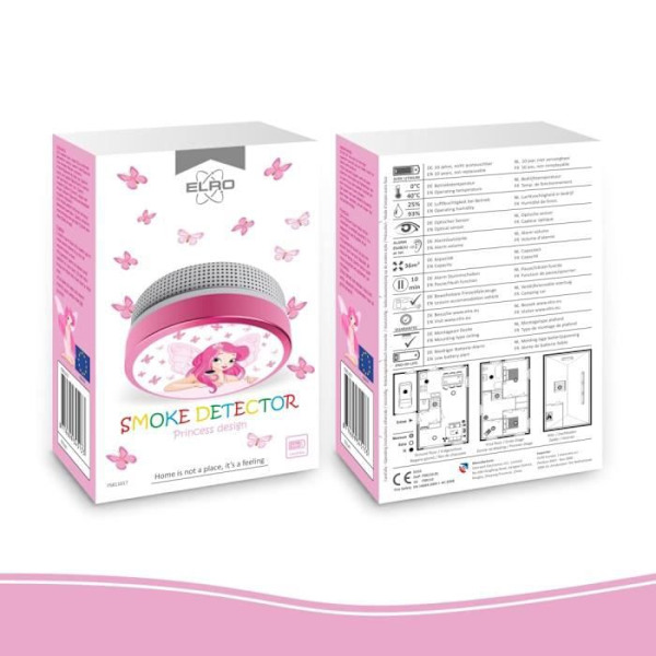 Rökdetektor för barn ELRO FS8110 - Elven Princess design - 10 års batteri - EN14604 kompatibel Vit