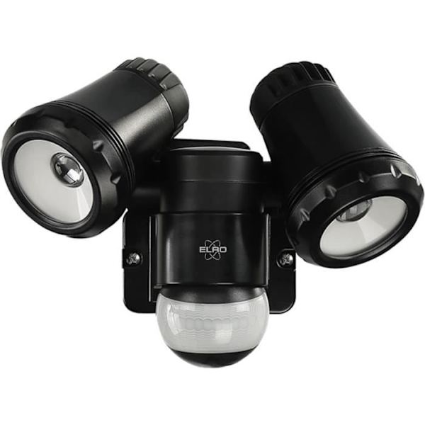 ELRO LF80 Duo LED utomhuslampa med rörelsedetektor - 2 x 10 W - 1200 LM - IP54 vattentät - svart Svart