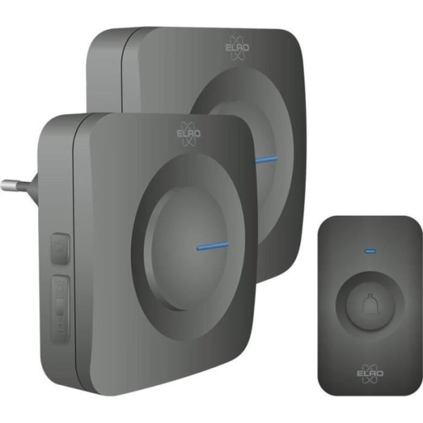 ELRO DB3000 trådlös dörrklocka - 1x batterimottagare + 1x plug-in - 64 melodier - Trådlöst avstånd: 300m - Svart Svart