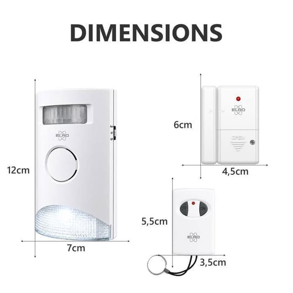 Trådlöst alarmsystem - ELRO - AS31S - 95 dB - Utan Wi‑Fi eller app - Kit med 6 delar Vit