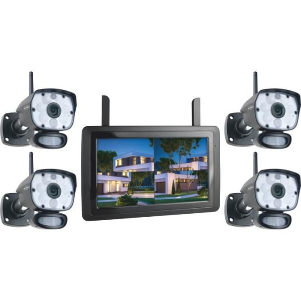 ELRO CZ60RIPS-4 Color Night Vision Surveillance Camera Kit med 9 skärmar, 4 kameror och app - 1080P HD-upplösning