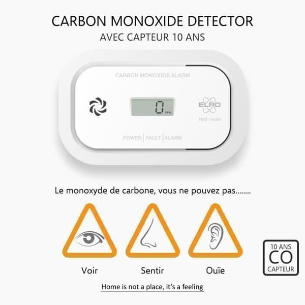 ELRO FC5003 kolmonoxiddetektor - 10 års sensor - med display Vit