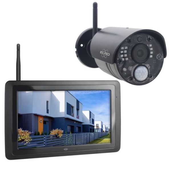 ELRO CZ40RIPS Trådlös Full HD Säkerhetskamera Set - Full HD 1080p övervakningskamera med 7" skärm och app