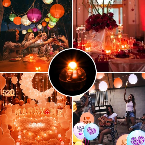 100 stk. Mini runde LED-ballonlys, lang standby-ballonlys