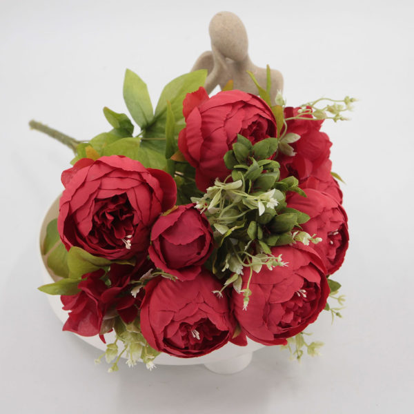 Røde kunstige blomster Pen bukett Hjemmedekorasjon (50 cm)