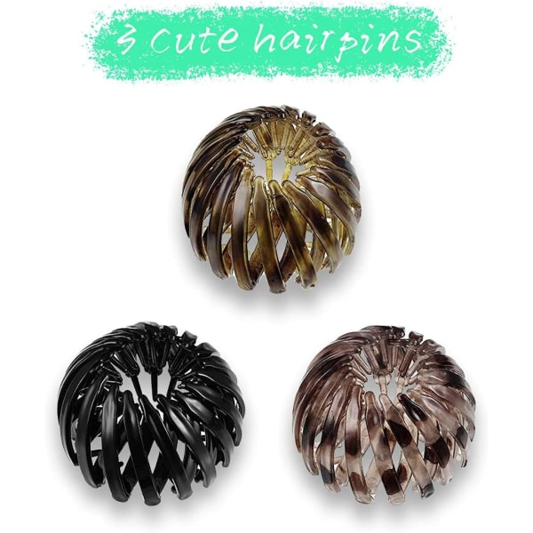 3 Pack Stretch Ponytail Hair Clips Curly Bird's Nest Hair Clips R