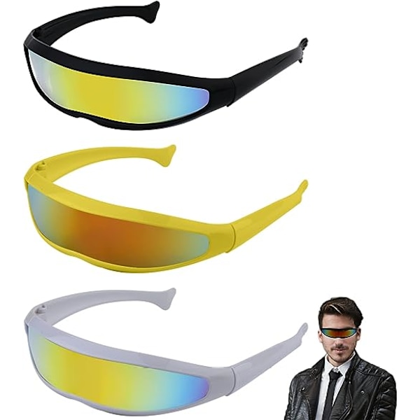 Futuristiska glasögon - 3 st rymdsolglasögon Alien glasögon set, Fu