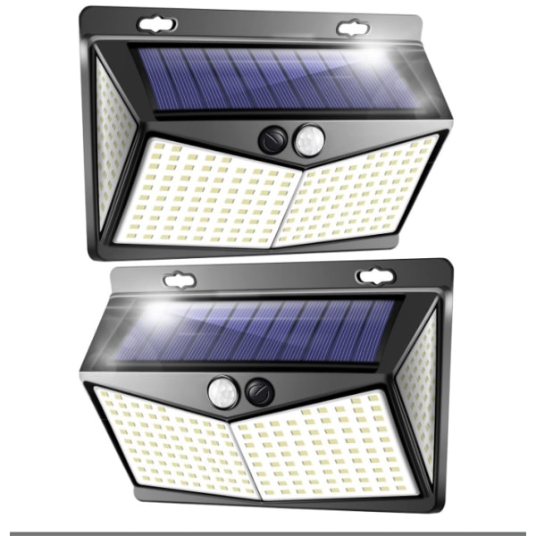 Solar rörelsesensorlampor för utomhusbruk【2-pack med 138 LED】 Trådlöst vatten