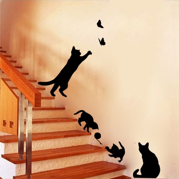 Cat Catching Home Wall Sticker Decor Decals Mural Kitchen Pet