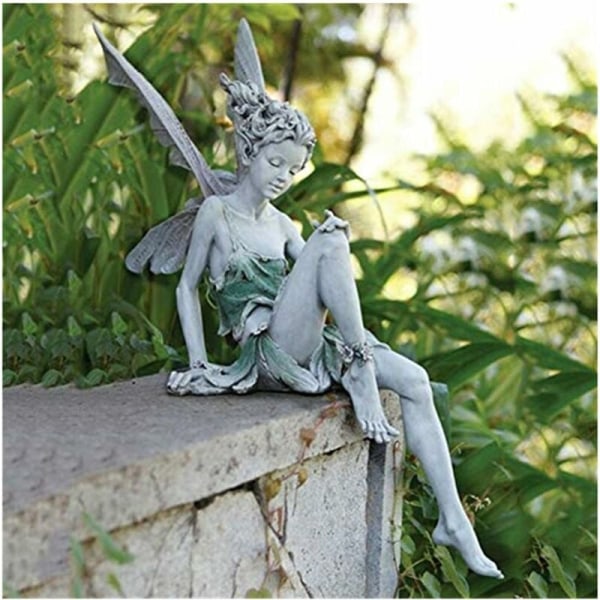 Sittande Fairy Staty, Harts Trädgård Prydnad Hantverk Landscaping Yar