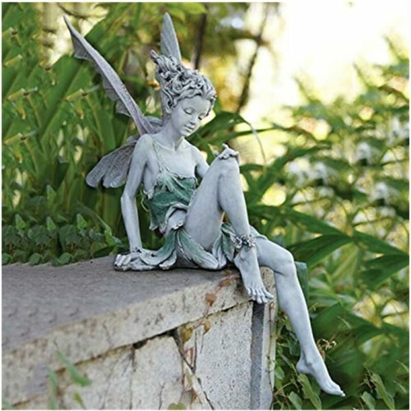 Sitting Fairy Statue, Resin Garden Ornament Craft Landscaping Yar