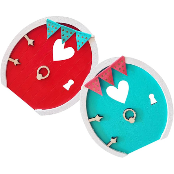 2 st trädekorationsornament träd dekorativt sagodörr för dekoration
