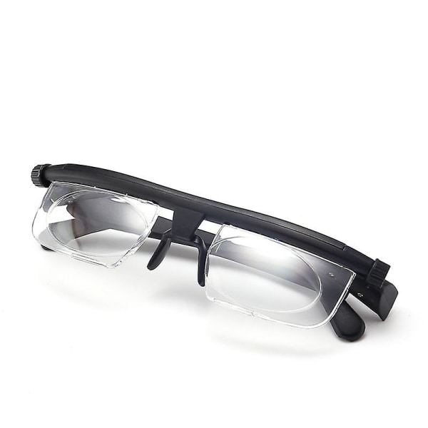 Bærbar styrkejusterbar hyperopia zoomlinsebriller, svart,