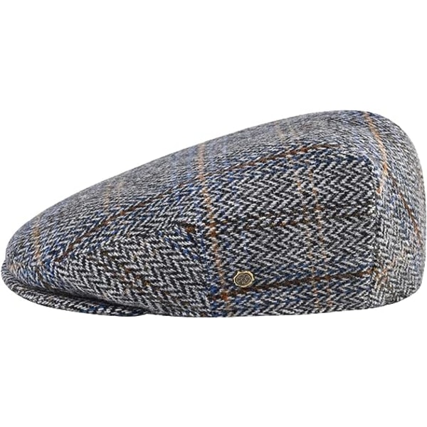 Herringbone Flat Cap i ullblandning för män - Brun Khaki