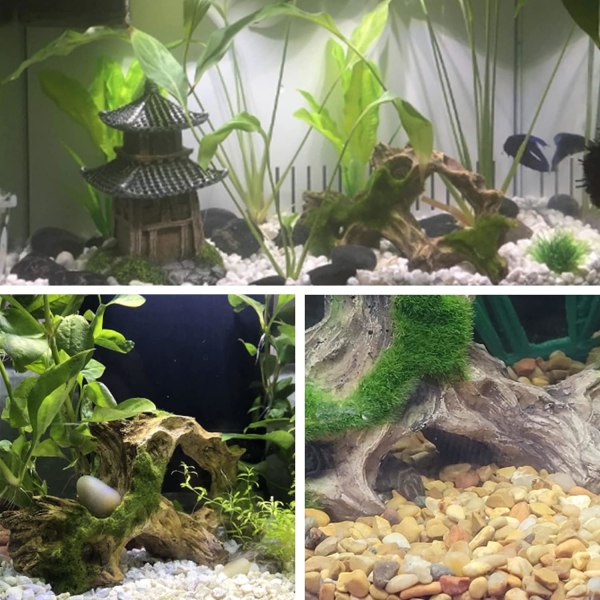 Akvarium drivande trä fisk tank grotta fisk kamp stockar och mossa