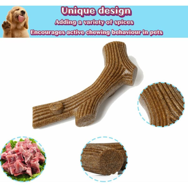 Uknuselig hundeleke, 20 cm hundetyggeleker, tannpleie, muskeltreningstyggeleke, okseleke med biff-smak for mellomstore og store hunderaser